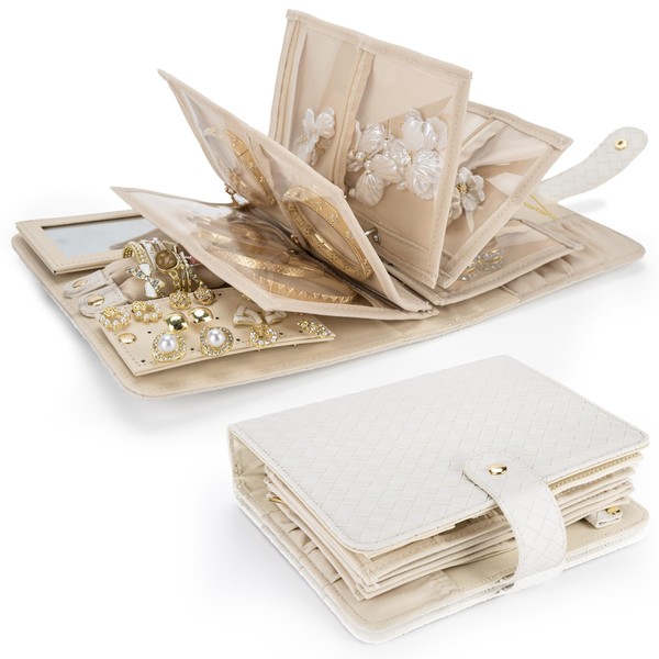 bipkonu Travel Jewelry Organizer Case, Portable Jewelry Storage Book with