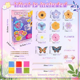 Poke-in Art Flower Craft Kits for Kids, Fun Arts and Craft Kits Flower Bouquet, No Mess DIY Creative Activity Set Educational Toys for Boys Girls Party Supplies Birthday Gifts