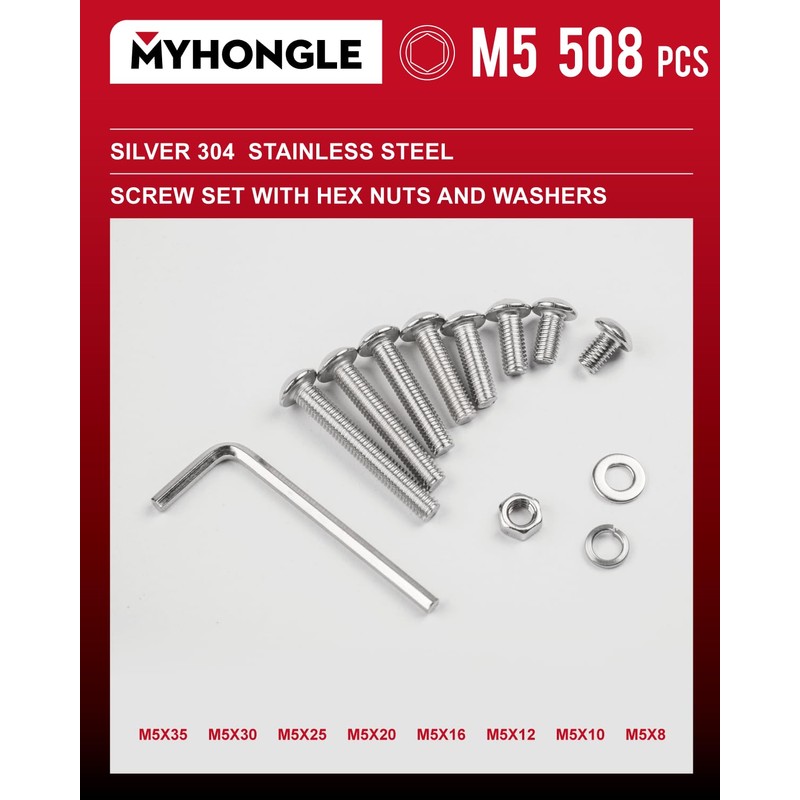 508 Pcs M5 Screws Set, Bolts and Nuts, Assorted Nuts