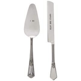 Mud Pie 4635002 Wedding Cake and Knife Serving Set, Silver