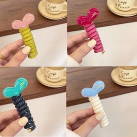 Spiral Hair Ties Scrunchies Telephone Wire Hair Bands No Crease Ponytail Spiral Braided Hair Ties for Women Girls Hair Accessories 5pcs