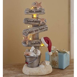 Lighted Christmas Tree with Beach Theme - Seas and Greetings