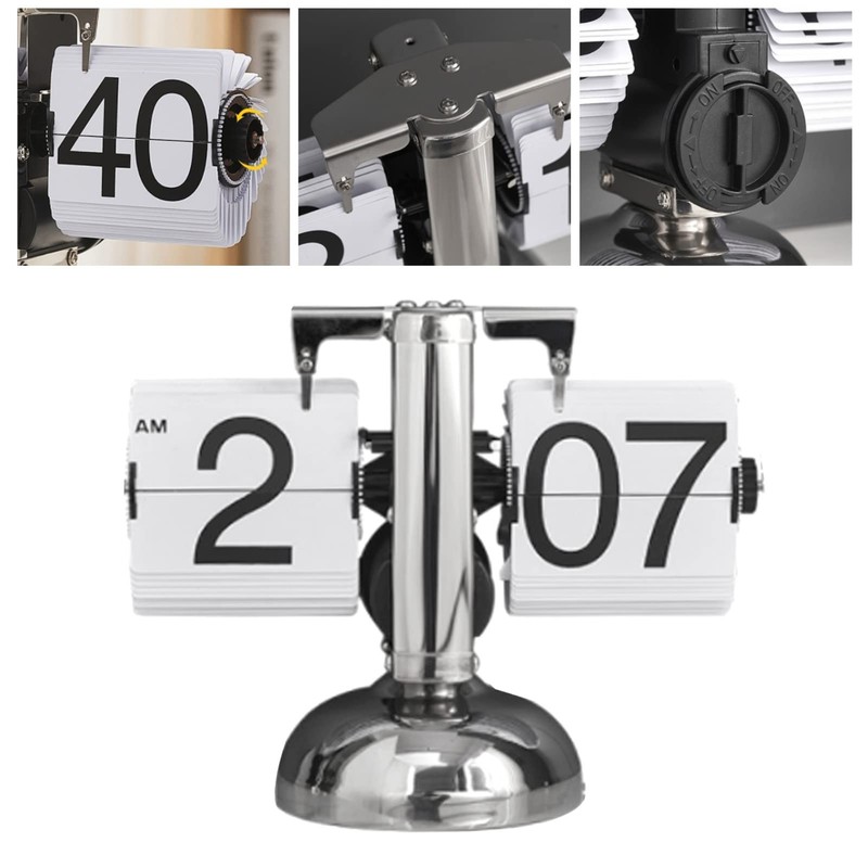 Retro Minimalist Mechanical Flip Down Clock, Quartz Movement, Easy to