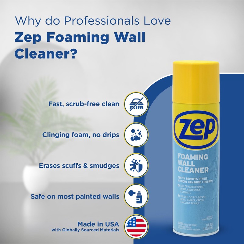 Zep ZUFWC18 Foaming Wall Cleaner, 18 oz, Clear