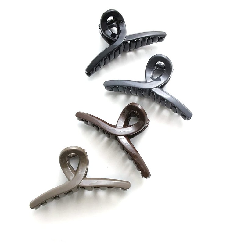 VINGTAINE H7419-BK- Simple Color Hair Claw S Hair Clip Office