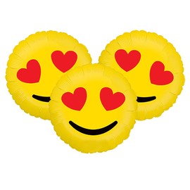 Set of 3 Heart-Eyes Emoji 18" Foil Party Balloons