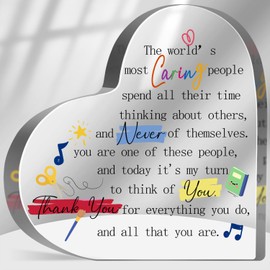 Thank You Gifts for Women Men Thank You Birthday Presents for Mom Teacher Mentor Birthday Ideas Cute Paperweight with Appreciation Quote Office Desk Decor Acrylic Heart