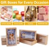 BENECREAT 12PCS Brown Kraft Gift Drawer Box, Translucent Plastic Lidded