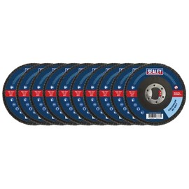 Sealey Zirconium Flap Discs, Size/Bore; Ø115/Ø22mm, 80Grit - Pack of 10 - FD1158010