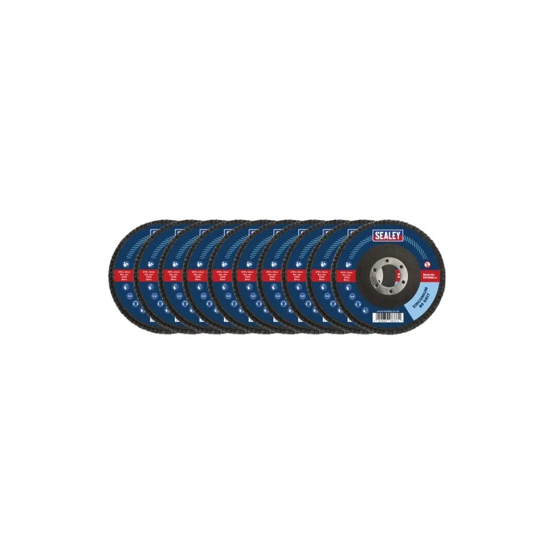 Sealey Zirconium Flap Discs, Size/Bore; Ø115/Ø22mm, 80Grit - Pack of