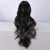 SMILCO/30Inch Highlight Black With Platinum Long Curly With Bangs Synthetic