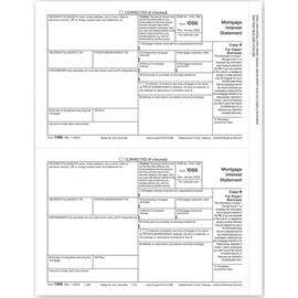 EGP IRS Approved 1098 Mortgage Interest Laser Tax Form, Recipient Copy B, for 100 Recipients