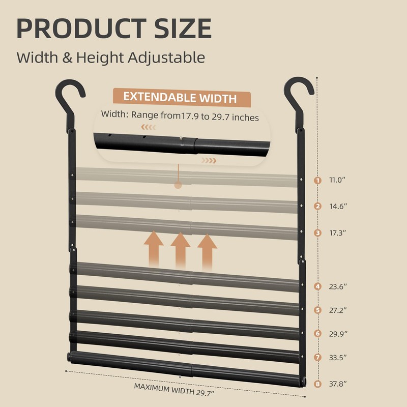 STORAGE MANIAC Adjustable Closet Rod Hanging Clothes Heavy Duty Closet