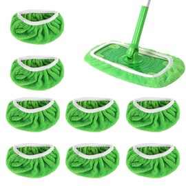 Reusable 100% Coral Fleece Mop Pads Compatible with Swiffer Sweeper Mop, Washable Wet Pad Refills for Wet & Dry Use, Floor Cleaning Mop Head Pads Refills for Household Cleaning, Pack of 8