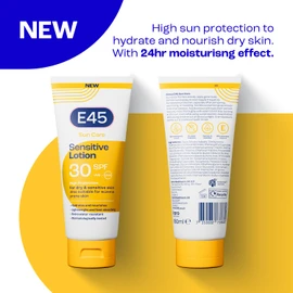 E45 E45 Sun SPF30 Sensitive Sun Cream with Vitamin E - UVA and UVB Protection- Fragrance-Free and Dermatologically Tested Sun Lotion For Body - Suitable For Dry, Sensitive and Eczema Prone Skin (180ml)