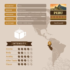 Peruvian Coffee, Whole Bean Coffee, Premium Peru Cenfrocafe Single Origin Fresh Roasted Coffee Beans | Cubico Coffee | 1 Pound Bag