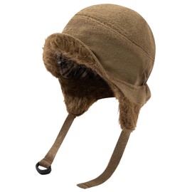 Gvatasz Thickened Trapper Hat Women Winter Plush Ushanka Snow Skiing Eskimo Hat Aviator Hat with Soft Short Brim,Brown