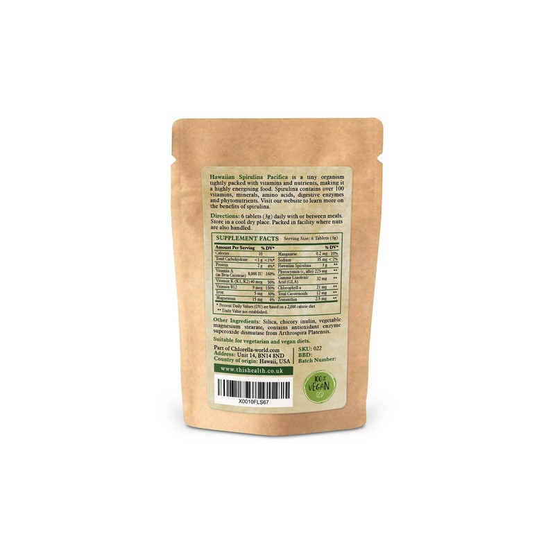 Spirulina Pacifica Hawaiian Tablets, 200 x 500mg, 100g