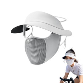 Unisex Sun Protection Full Face Mask, UPF 50+ UV Protection Face Cover with Wide Cap Brim, Breathable Face Cover Hat for Summer Outdoor Activities (Light Gray)