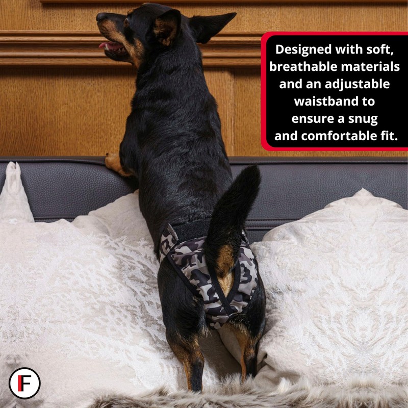 FINNERO Brenda Reusable Dog Diaper, Leak-Proof, Adjustable, Heat & Incontinence
