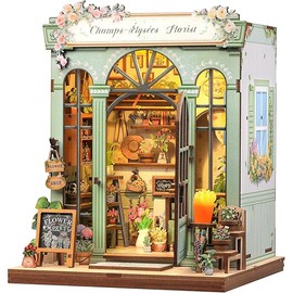 CUTEBEE Book Nook Kit - DIY Miniature House Dollhouse Kit for Adults and Teens, Booknook Tiny House Bookshelf Decor 3D Wooden Puzzle, Gifts for Family, Friends (Champs-Élysées Florist)