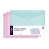 5 Assorted Pastel Colour A5 Document Stud Wallets Plastic Carry