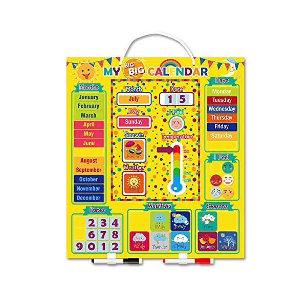 51 PCS-My Daily Magnetic Calendar for Kids-Learn Weather, Date, Month,