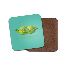1 x DestinationVinyl Happy Pea Pod Coaster - Peas Cute Boyfriend Girlfriend Wedding Fun #19062
