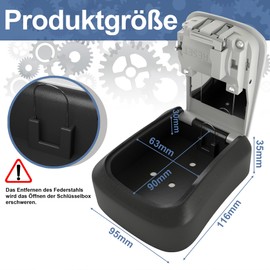 GOOPOOL Key Safe with Number Code, Key Safe for Home, Key Safe for Home, Key Box Large Capacity, Key Safe Outdoor Weatherproof, Key Safe Robust, Grey