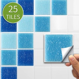 Alwayspon 25 Pcs Self-Adhesive Tile Transfer for Home Decor, Peel and Stick Tile Decal, Water-Proof Backsplash Wall Tile Sticker for Kitchen Bathroom, 6x6inch