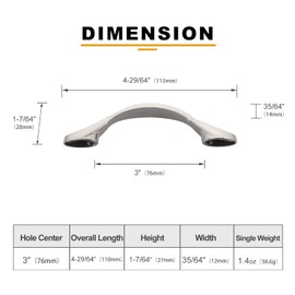 Asidrama 10 Pack 3 Inch(76mm) Brushed Satin Nickel Kitchen Cabinet Handles, Cabinet Pulls Kitchen Cabinet Hardware for Cupboard Drawer Handles Dresser Pulls