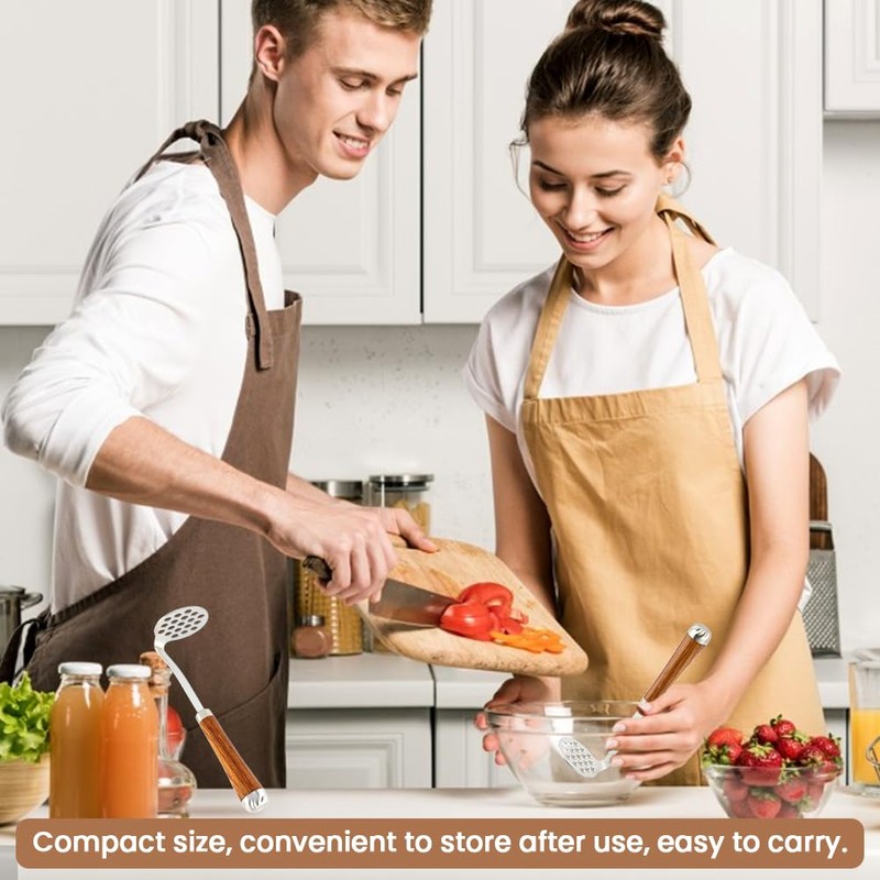 Potato Masher, Wooden Handle Potatoes Masher Kitchen Tool for Avocado,