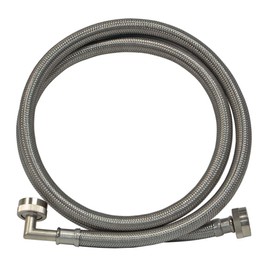 Eastman 48374 Stainless Steel Washing Machine Hose with Elbow, 5 Ft Length, Silver