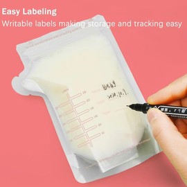 CAYRAM 100 pcs Bolsas para Leche Materna 250ml,Recolector de Leche Materna Doble Selladas,Sacos de Almacenamiento de Leche Refrigeradas (100)
