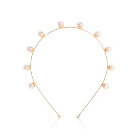 Ettika Gold Headband. Gold Headbands for Women, Hair Accessories. Gold Tone Plated Headband for Women. Pearl Studded Headband