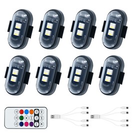 8PCS Wireless LED Lights for Car with Remote Control, High Brightness Wireless LED Strobe Light 8 Colors USB Charge IP65 Waterproof Anti-Collision for Car Motorcycle Aircraft Bike (8)