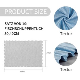 Pack of 10 Microfibre Cloths Nano Streak-Free Window Cleaning Cloths 30 x 40 cm Professional Cleaning Fish Scale Cloth Microfibre Cloths for Cars, Kitchens, Windows, Bathrooms, Glass, Mirrors etc.