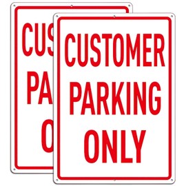(2 Pack) Customer Parking Sign, 14 x 10 Inches Rust Free Reflective Aluminum, Customer Parking Only Sign for Business, Fade Resistant, UV Protected, Waterproof, Easy to Install