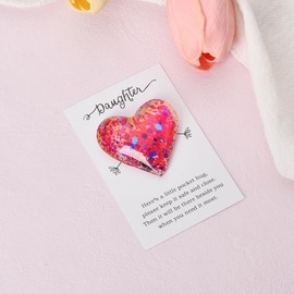 Daughter Gifts from Dad Mum A Little Pocket Hug Love Heart Token for Daughter Birthday Gifts for Women Daughter Keepsake With Card Mini Heart Ornament for Daughters