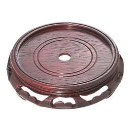 B&P Lamp® 4 Inch Top Inset Diameter Oriental Wooden Base, Waxed Rosewood Finish
