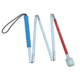 VISIONU Aluminum mobility folding cane for the blind (folds down 5 sections) (115cm (blue handle))