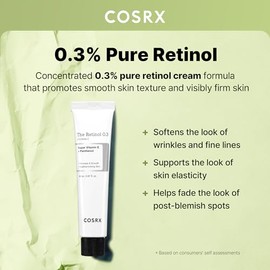 COSRX Crema De Retinol Al 0,3%, 0,67 Oz, Crema Antiarrugas Para Ojos Y Cuello Con Tratamiento Retinoide Para Reafirmar La Piel, Reducir Arrugas, Línea