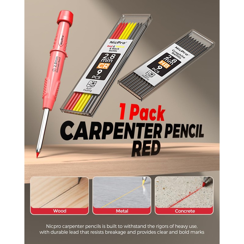 Nicpro Woodworking Scriber Marking Line Ruler, Adjustable Aluminum Alloy Sliding