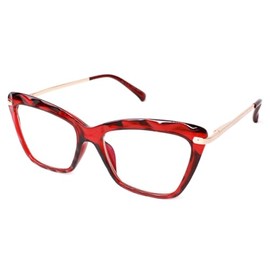 Eclipse Optics Focus Series Reading Glasses for Women - Full Rim, Polycarbonate & Metal, Includes Case, Cleaning Cloth, Screwdriver (Red, 1, Diopters)