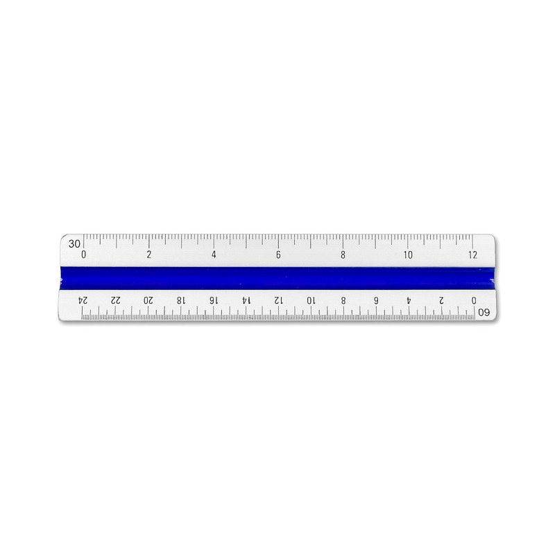 Alumicolor Aluminum Engineer Color-Coded Solid Drafting Scale, 4IN, Silver