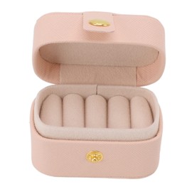 Mini Estuche de Viaje para Joyas, Organizador de Joyas de Viaje de Piel Sintética, Caja de Almacenamiento para Anillos, Estuche Pequeño para Pendientes, Soporte Portátil para Almacenamiento(Rosa)