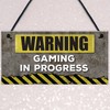RED OCEAN Warning Gaming In Progress Hanging Plaque Man Cave