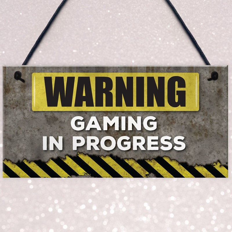 RED OCEAN Warning Gaming In Progress Hanging Plaque Man Cave