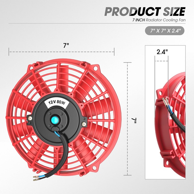 DNA MOTORING 7 Inch High Performace Electric Cooling Slim Radiator