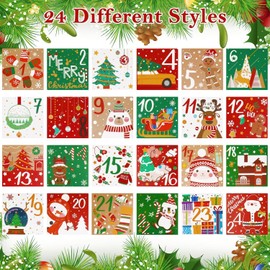 Christmas Advent Calendar Boxes 2024, 24 Days Christmas Countdown Calendar Gift Boxes 24 Pcs Christmas Cardboard Number Boxes for Kids and Family, Xmas Holiday Decoration